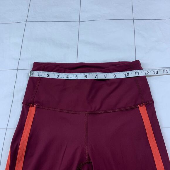 Lululemon Leggings Womens 4 Red Zip the Line Cropped Mesh Sheer Gym Run Athletic - Picture 8 of 11
